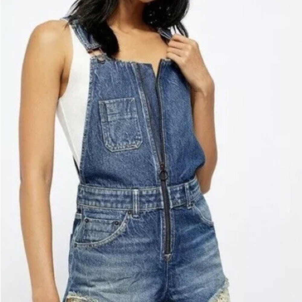 We The Free Blue Denim Overalls with Distressed Hem NWOT - Picture 4 of 10